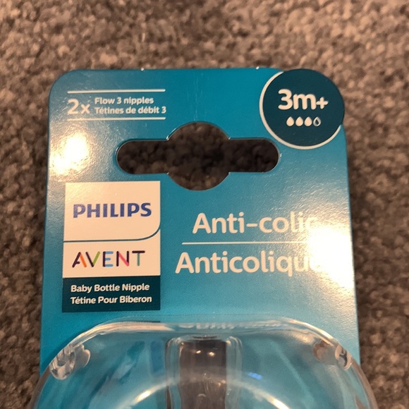Philips Avent anti colic 3m+ size three bottle nipples - Picture 2 of 3
